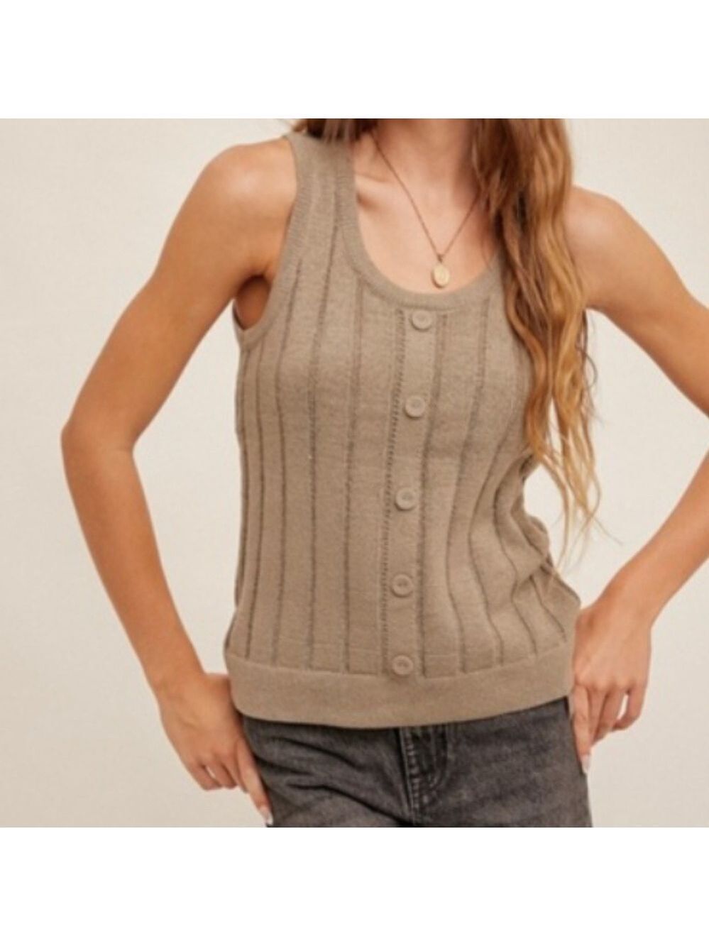 Cozy Ribbed Sweater Vest - Picture 1 of 10
